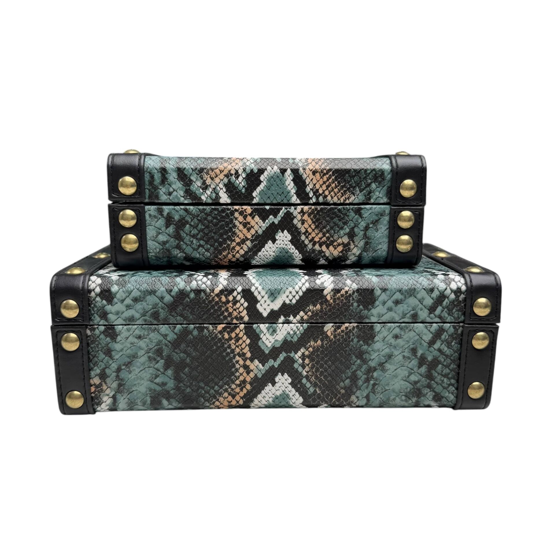 DERİ KAPLAMA DEKORATİF KUTU 2'Lİ SET