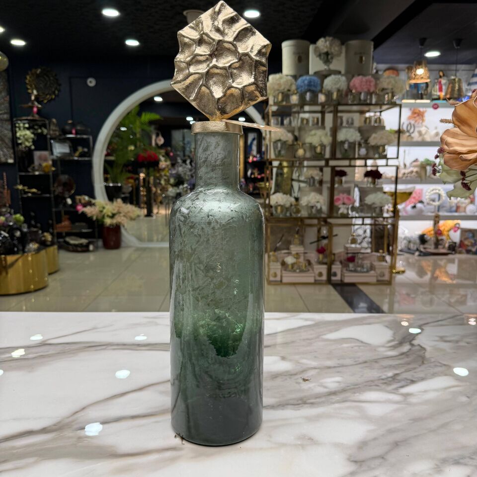 KAPAKLI CAM DEKORATİF ŞİŞE BÜYÜK