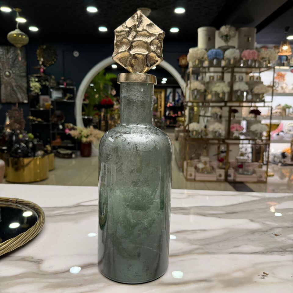 KAPAKLI CAM DEKORATİF ŞİŞE KÜÇÜK