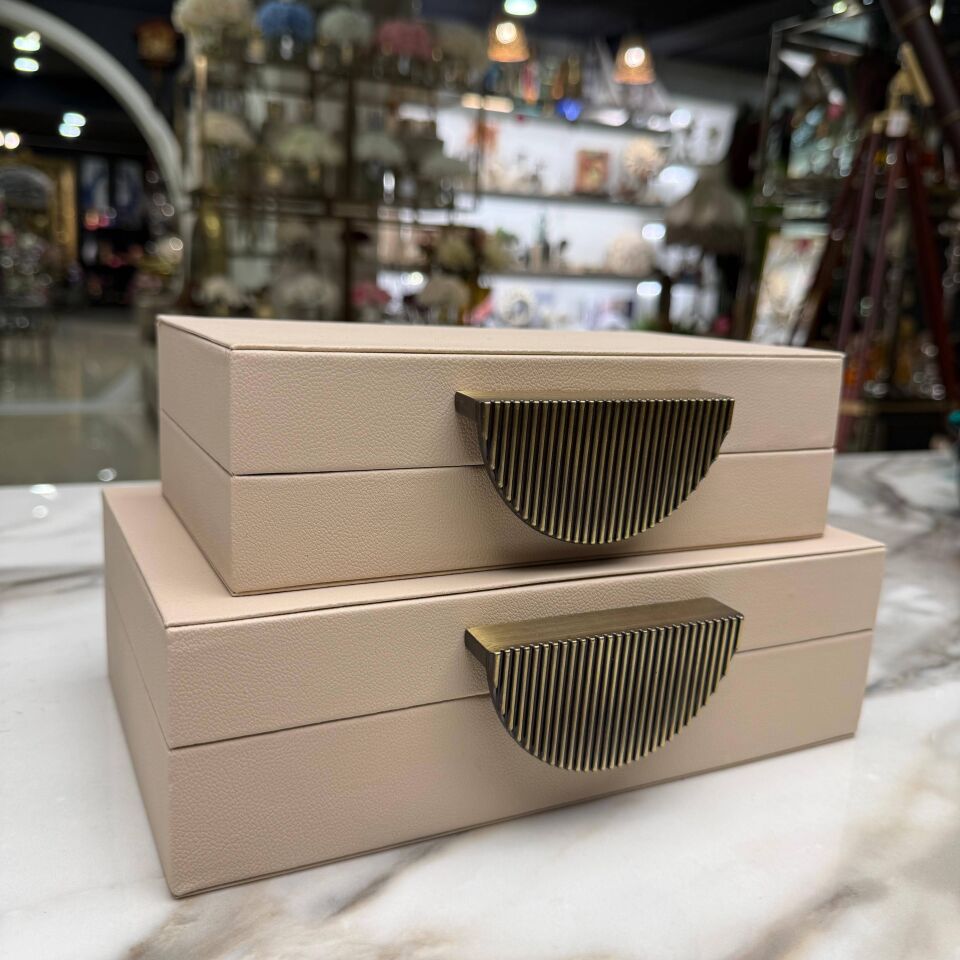 2'Lİ DERİ KUTU KREM