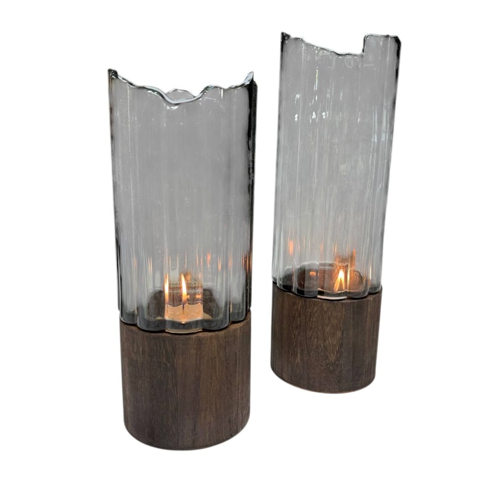 AHŞAP PAPATYA VAZO SET 2'Lİ