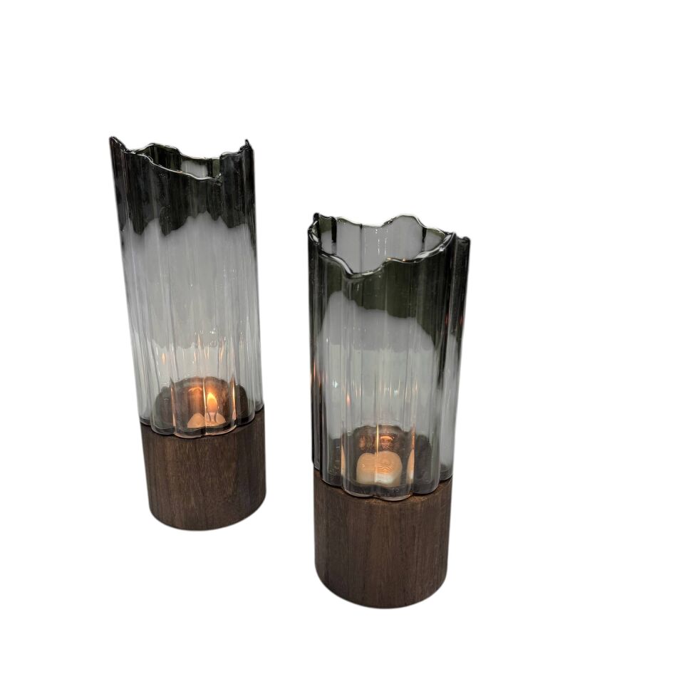 AHŞAP PAPATYA VAZO SET 2'Lİ