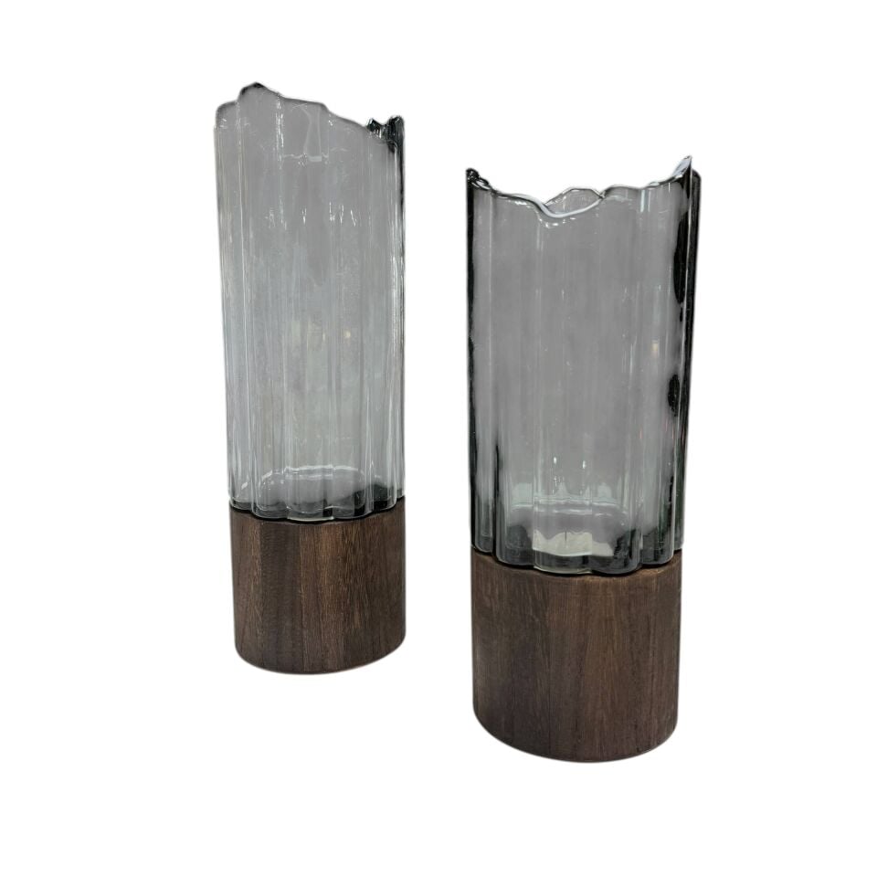 AHŞAP PAPATYA VAZO SET 2'Lİ