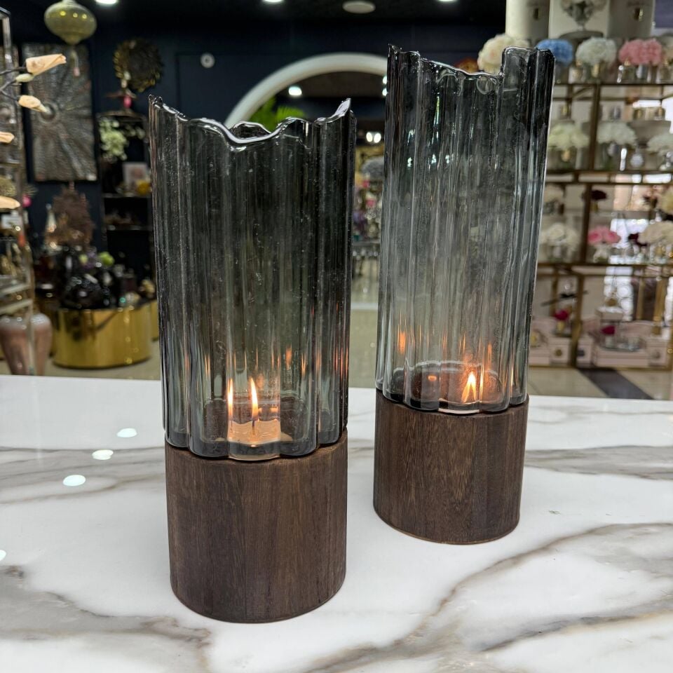 AHŞAP PAPATYA VAZO SET 2'Lİ