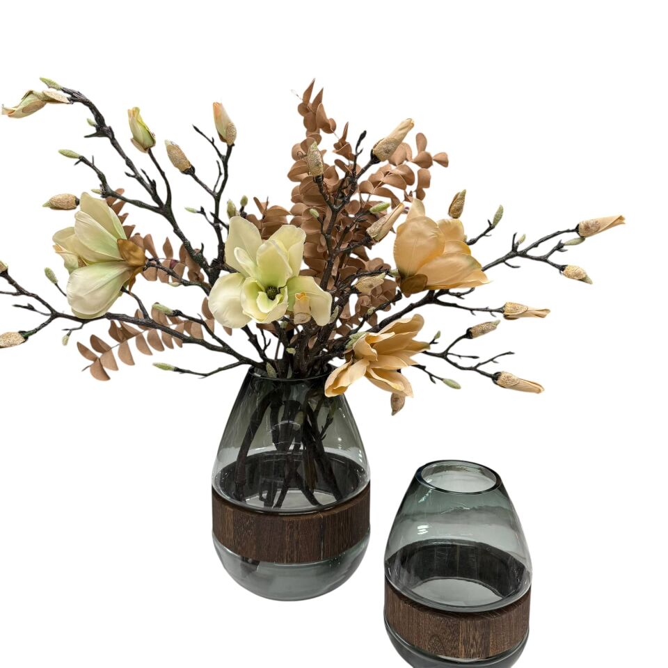 AHŞAP HALKALI VAZO SET 2'Lİ