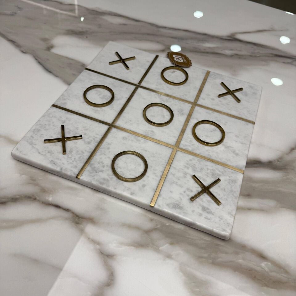 DEKORATİF TİC TAC TOE (XOX) OYUN SETİ – BEYAZ MERMER