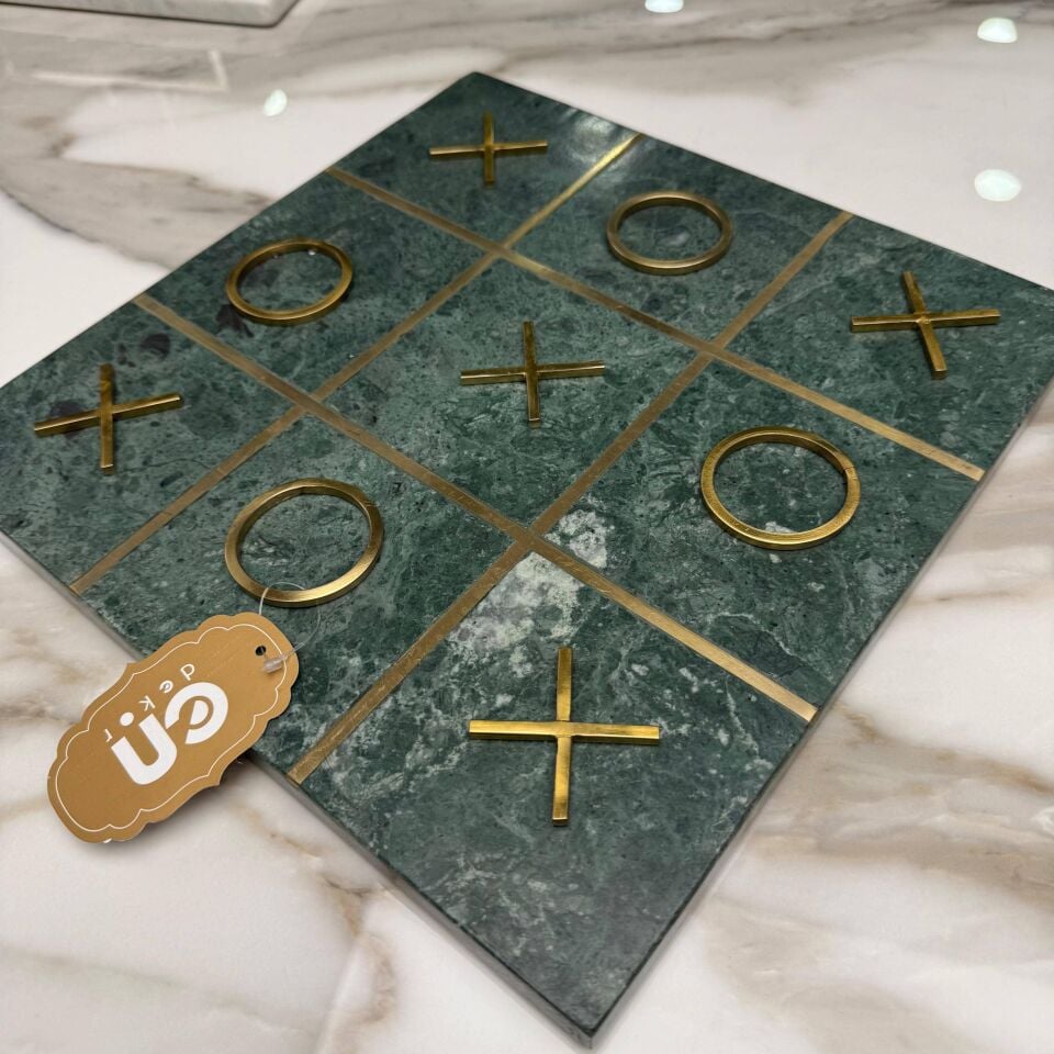 DEKORATİF TİC TAC TOE (XOX) OYUN SETİ – YEŞİL MERMER