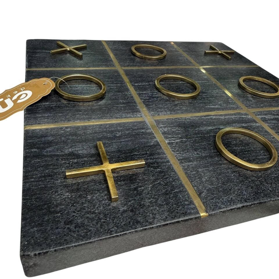 DEKORATİF TİC TAC TOE (XOX) OYUN SETİ – SİYAH MERMER