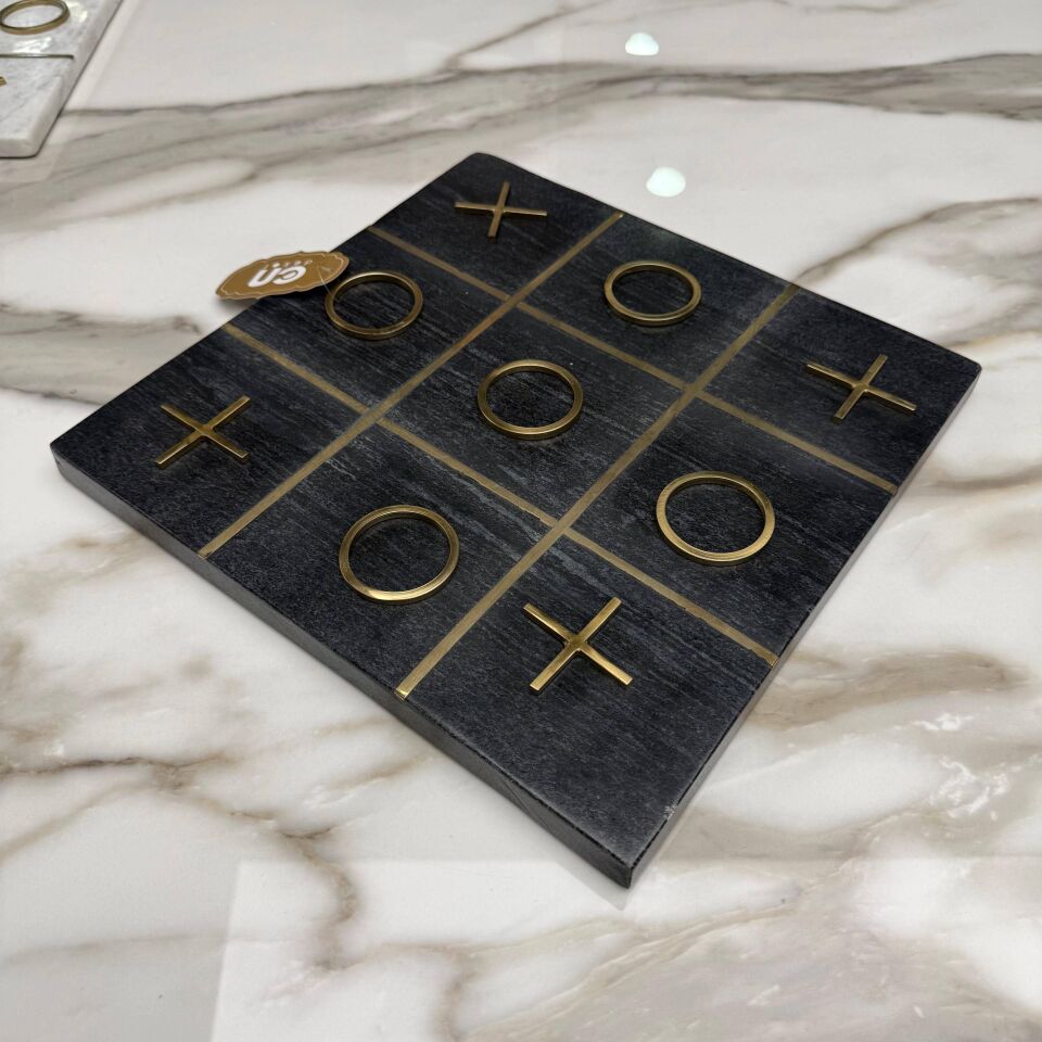 DEKORATİF TİC TAC TOE (XOX) OYUN SETİ – SİYAH MERMER