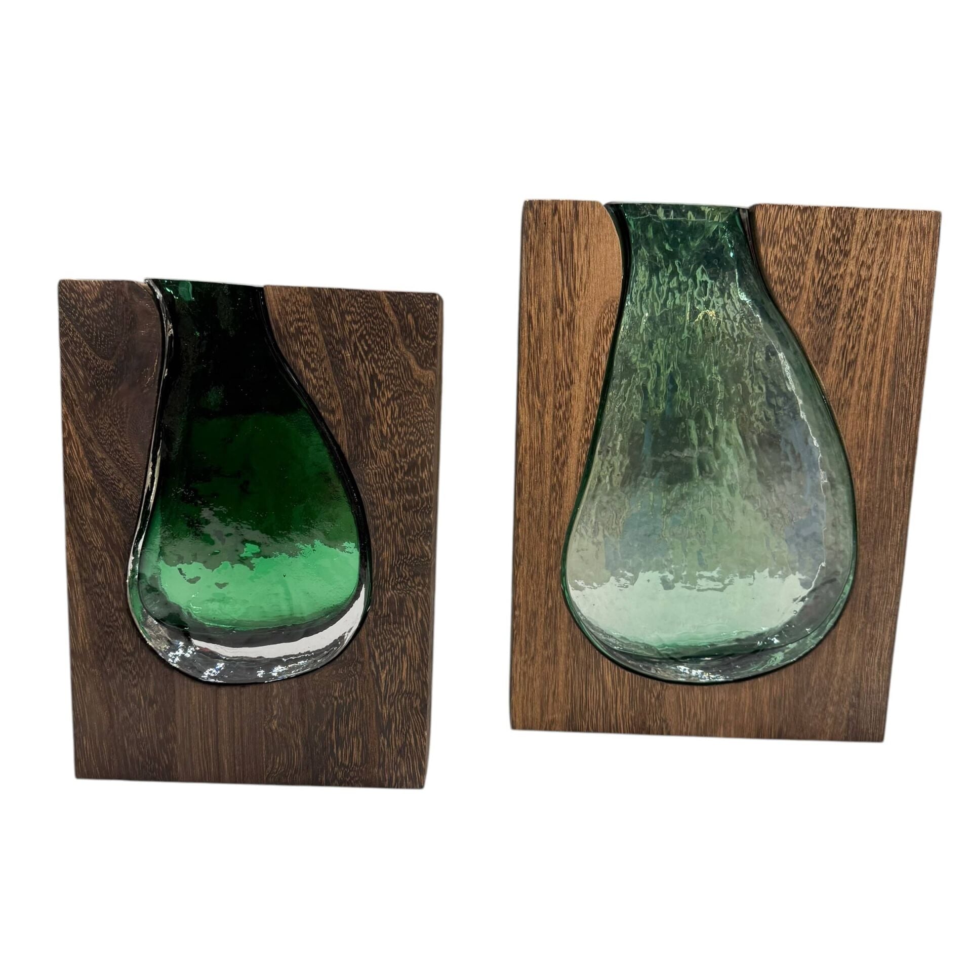 AHŞAP & CAM DEKORATİF VAZO (2’Lİ SET)