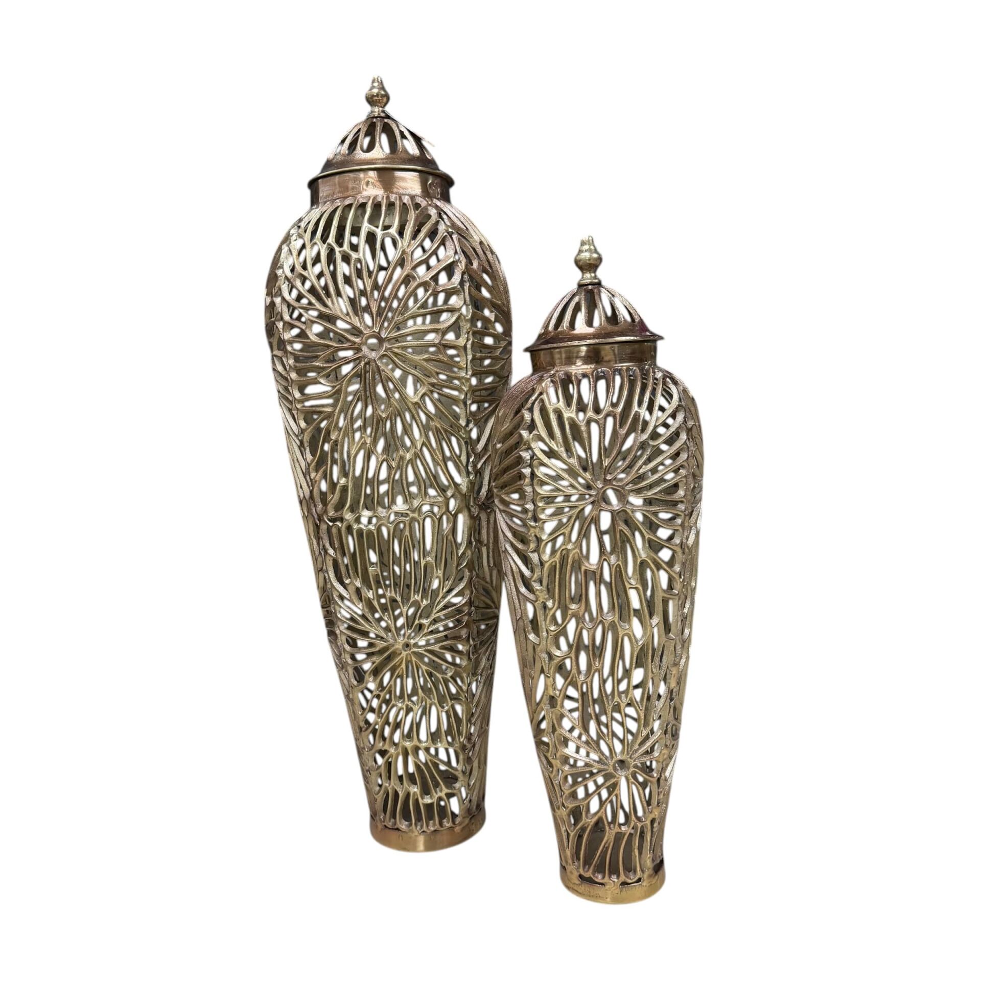 METAL AJURLU KAPAKLI VAZO (2’Lİ SET – DESEN 1)