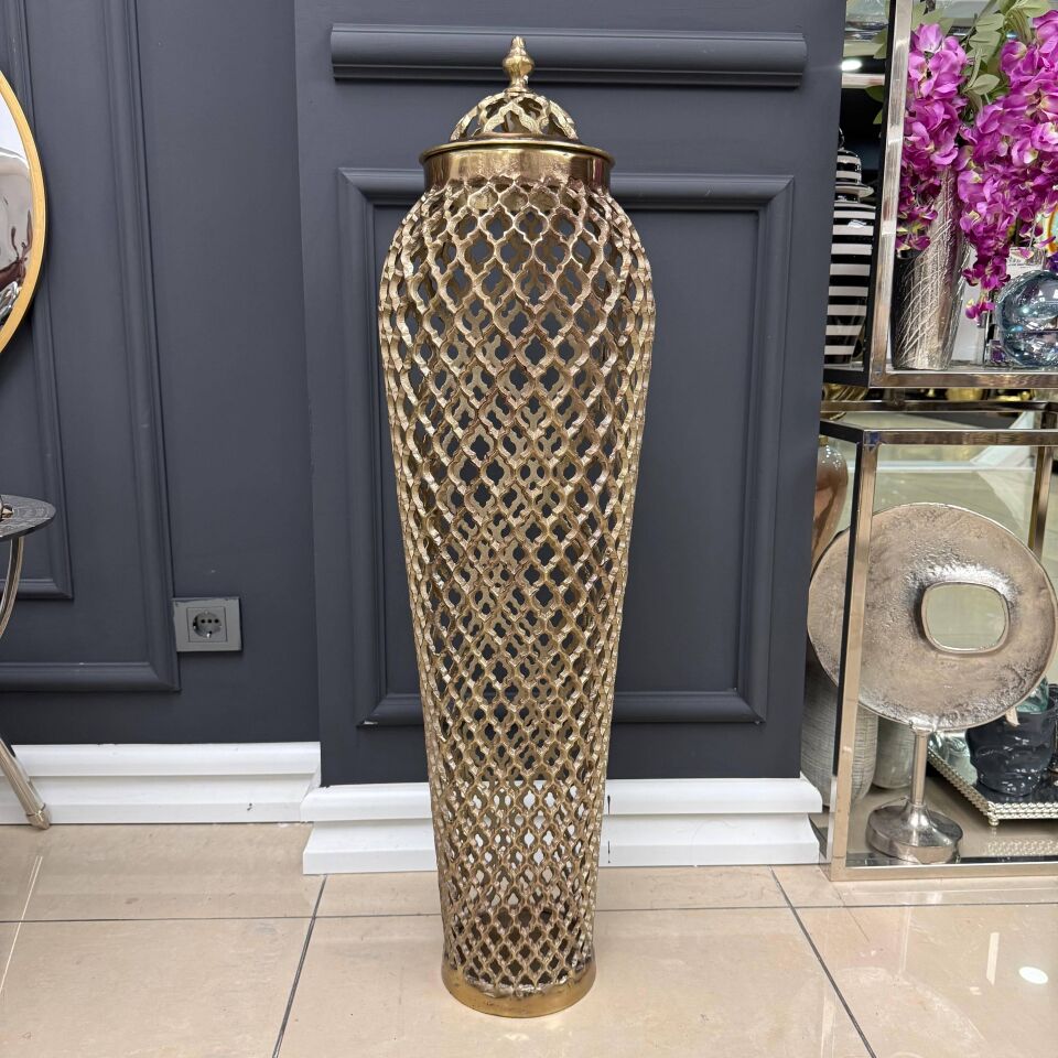 METAL AJURLU KAPAKLI VAZO (2’Lİ SET – DESEN 2)