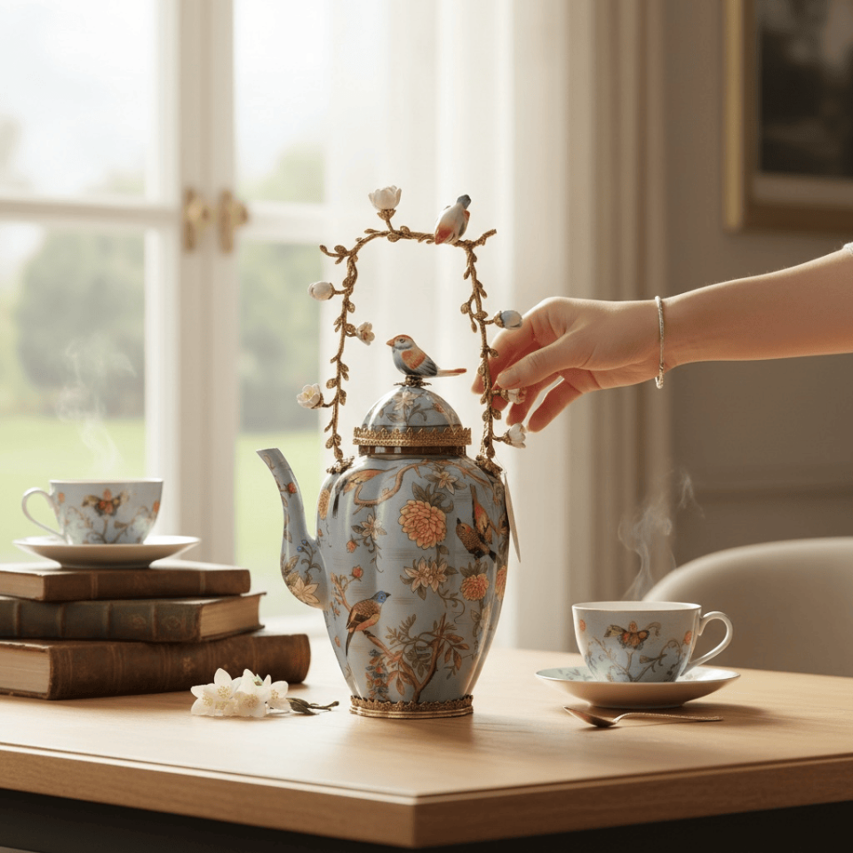 KUŞ FİGÜRLÜ DEKORATİF DEMLİK OBJE