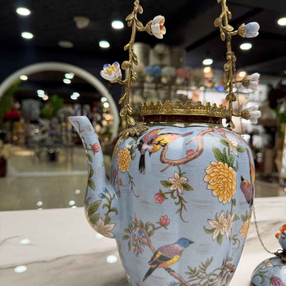 KUŞ FİGÜRLÜ DEKORATİF DEMLİK OBJE