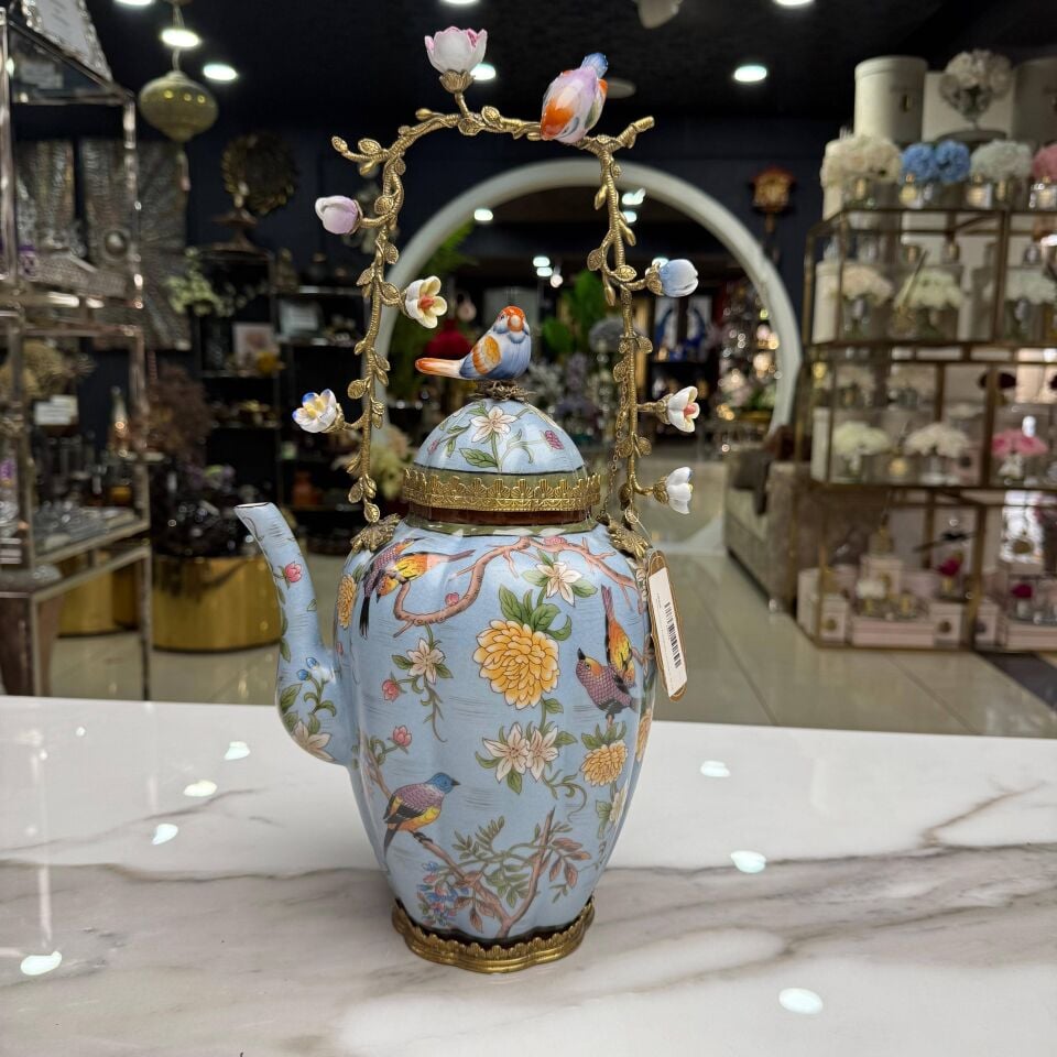 KUŞ FİGÜRLÜ DEKORATİF DEMLİK OBJE