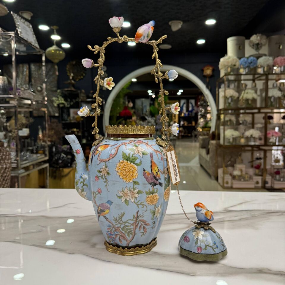 KUŞ FİGÜRLÜ DEKORATİF DEMLİK OBJE