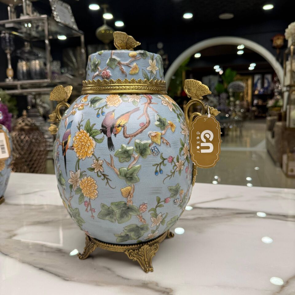 KUŞ MOTİFLİ KAPAKLI DEKORATİF KÜP