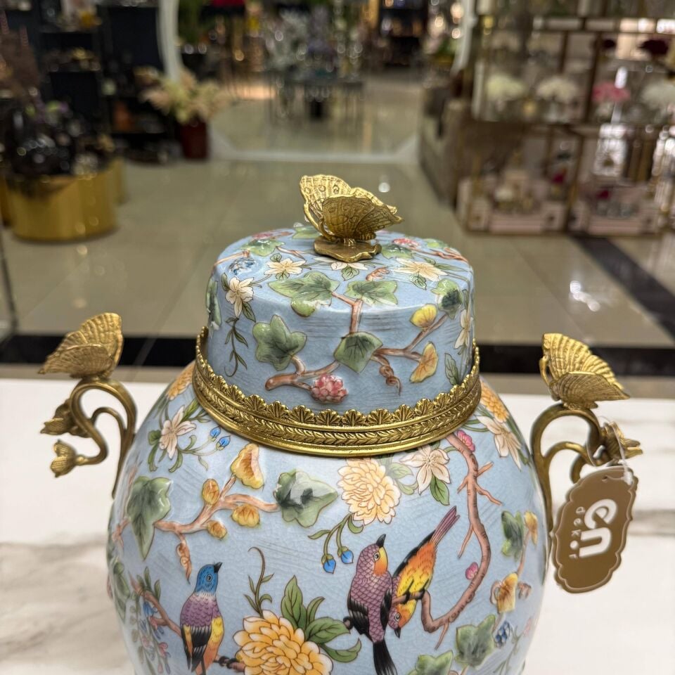 KUŞ MOTİFLİ KAPAKLI DEKORATİF KÜP