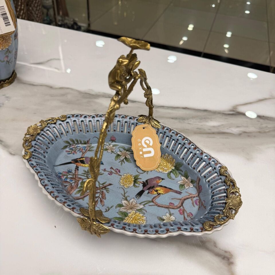 KUŞ FİGÜRLÜ DEKORATİF SUNUM TABAĞI