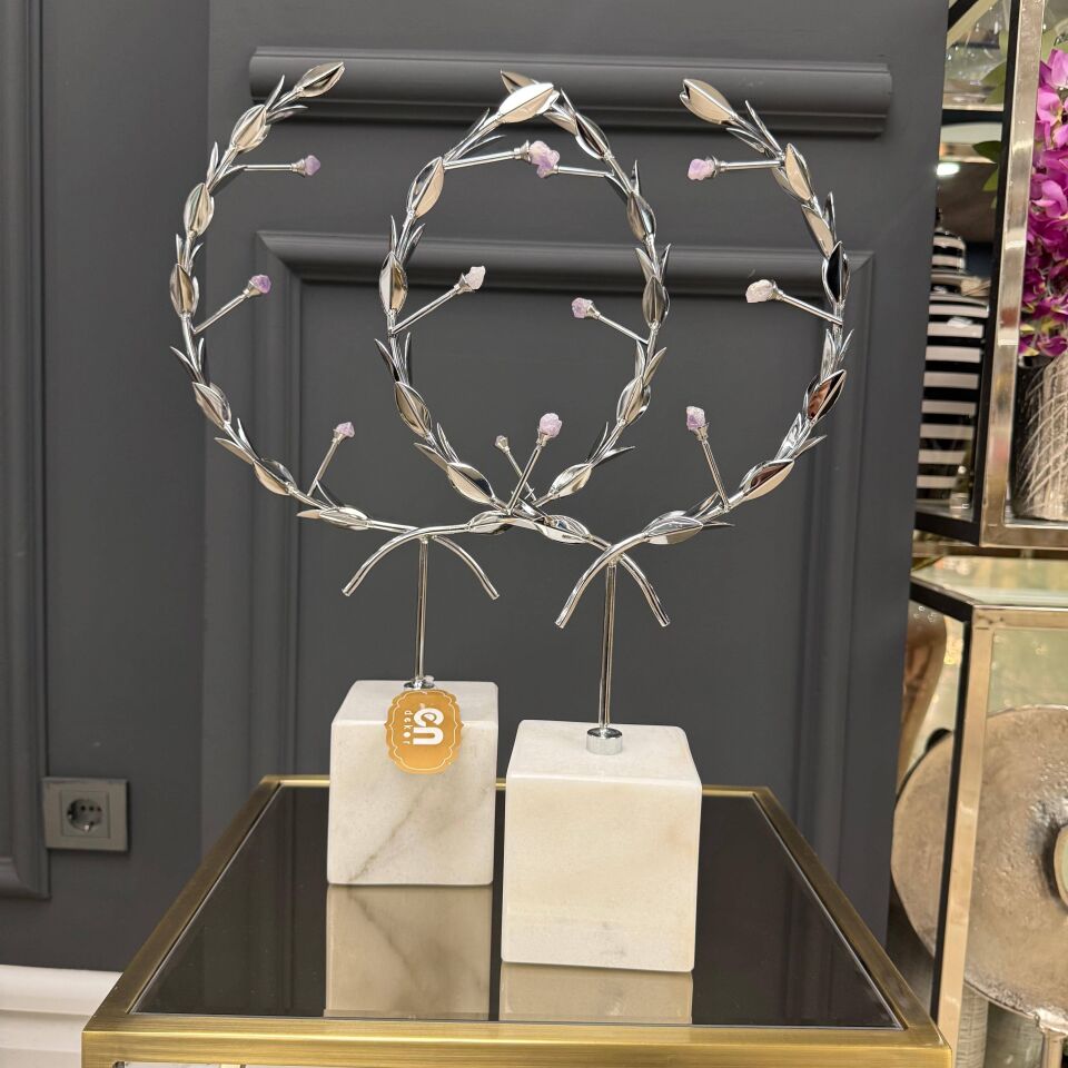 MERMER TABANLI METAL HALKA DEKORATİF OBJE (2’Lİ SET)