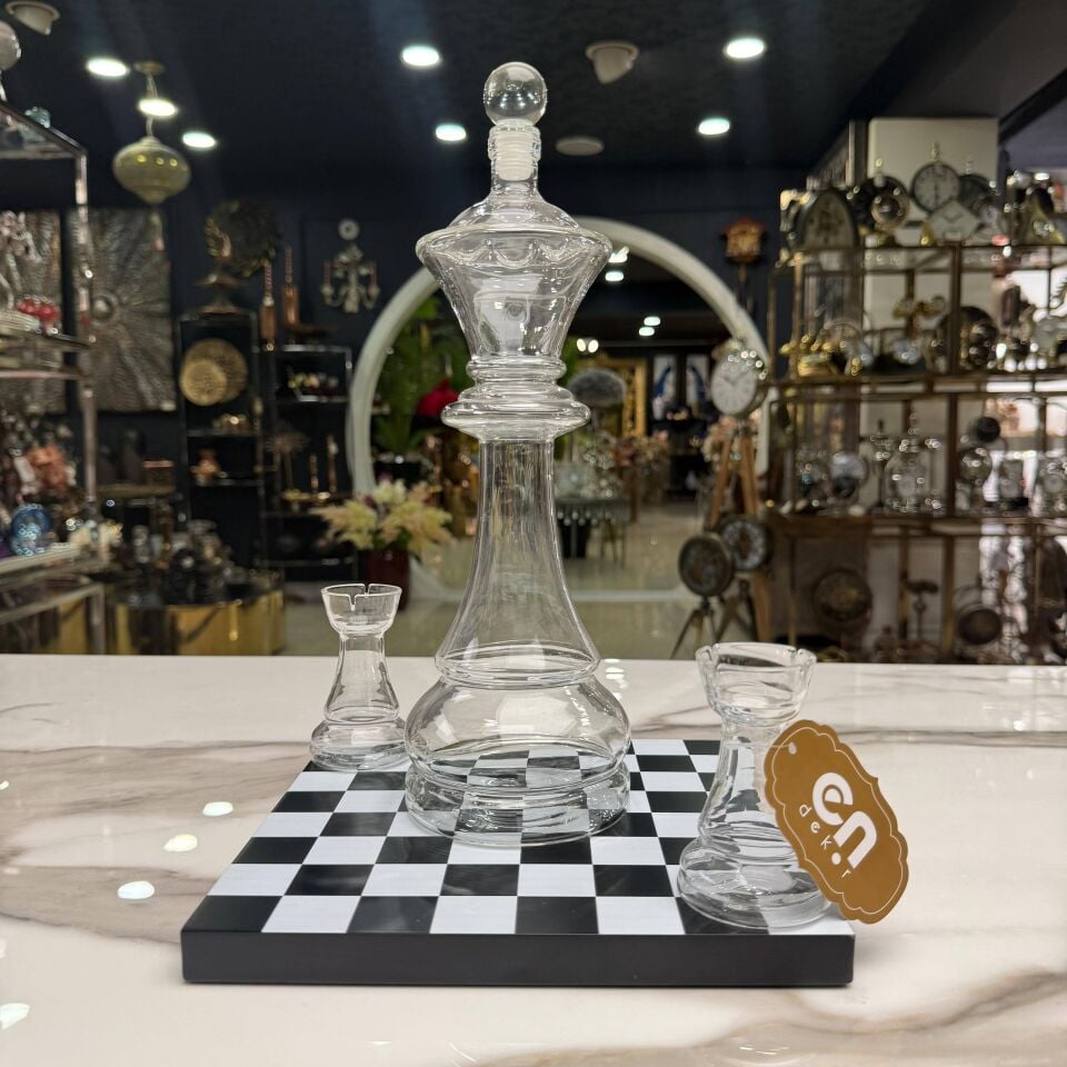 SATRANÇ TEMALI CAM DEKORATİF OBJE