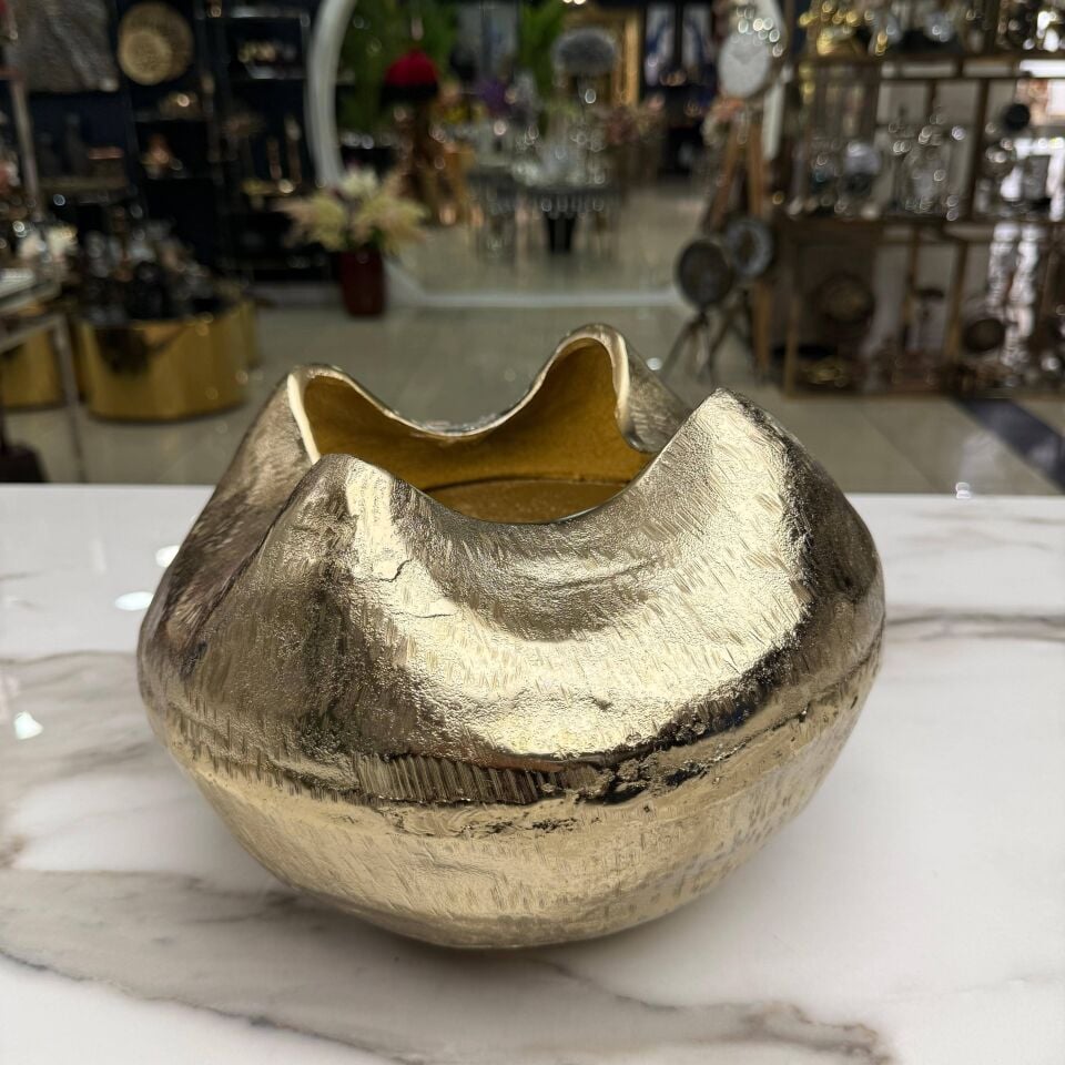 MODERN DÖKÜM DEKORATİF KASE OBJE GOLD