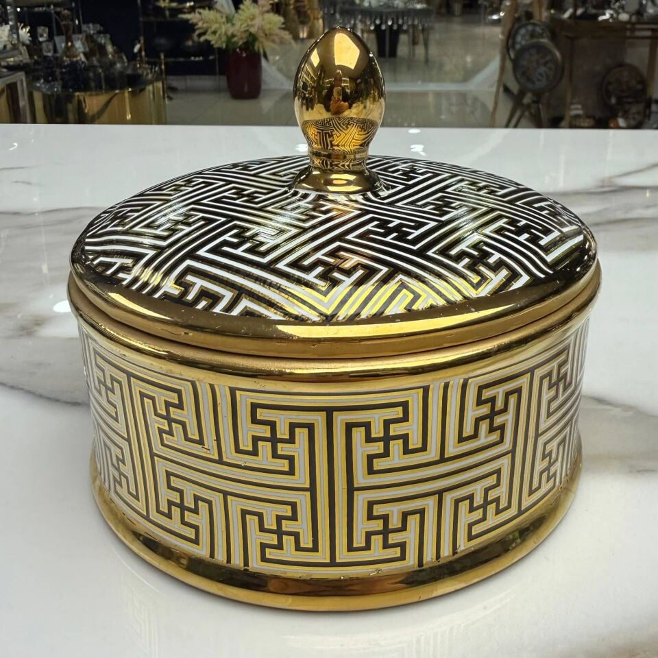 GOLD DESENLİ KAPAKLI DEKORATİF KUTU