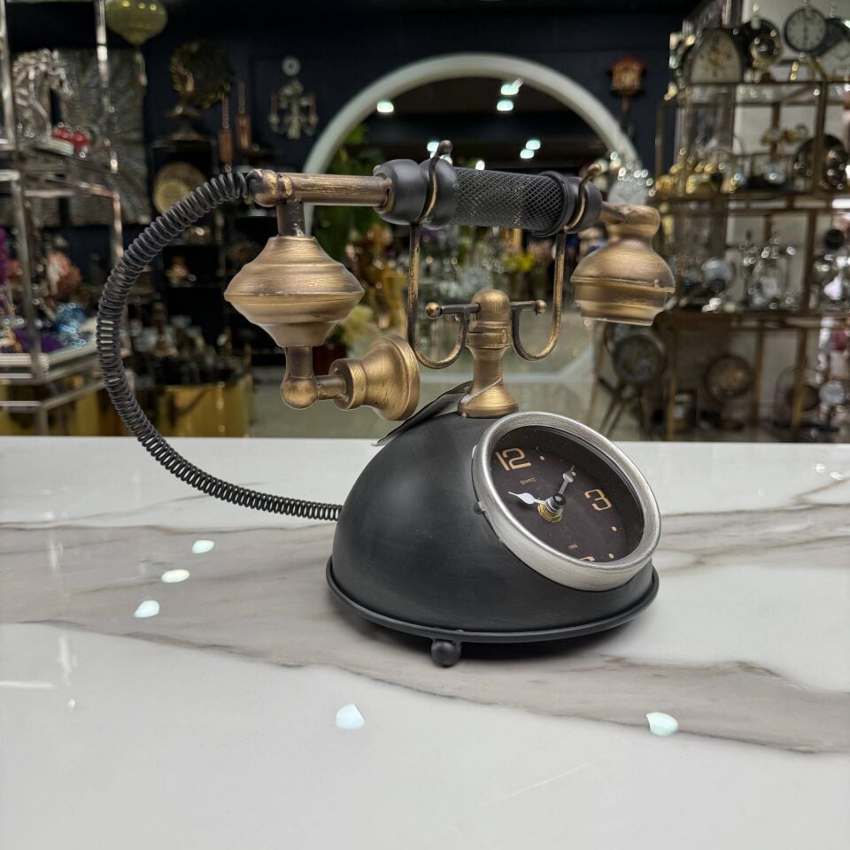 NOSTALJİK TELEFON TASARIMLI MASA SAATİ