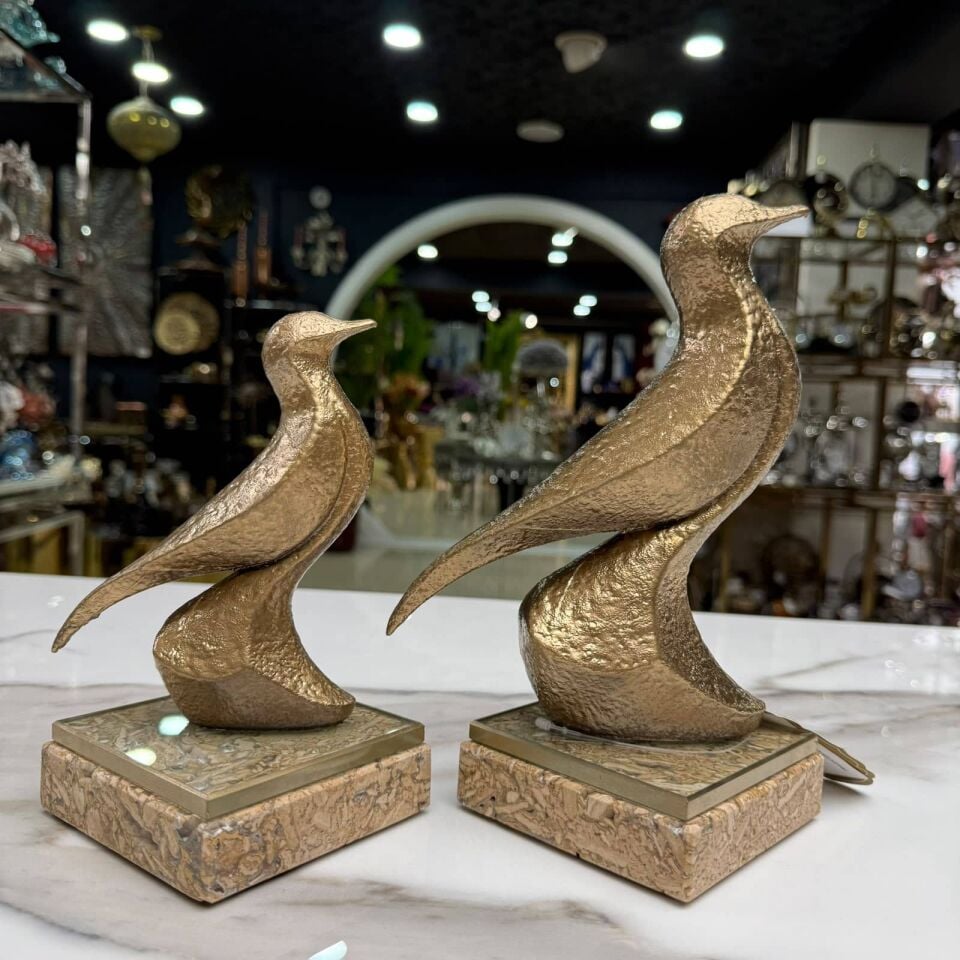 GOLD KUŞ FİGÜRLÜ DEKORATİF OBJE SETİ