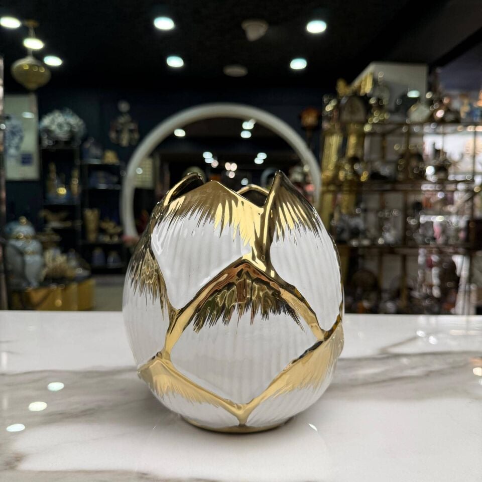 SERAMİK BEYAZ GOLD  OBJE